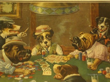 動物 Painting - ポーカー葉巻をする犬